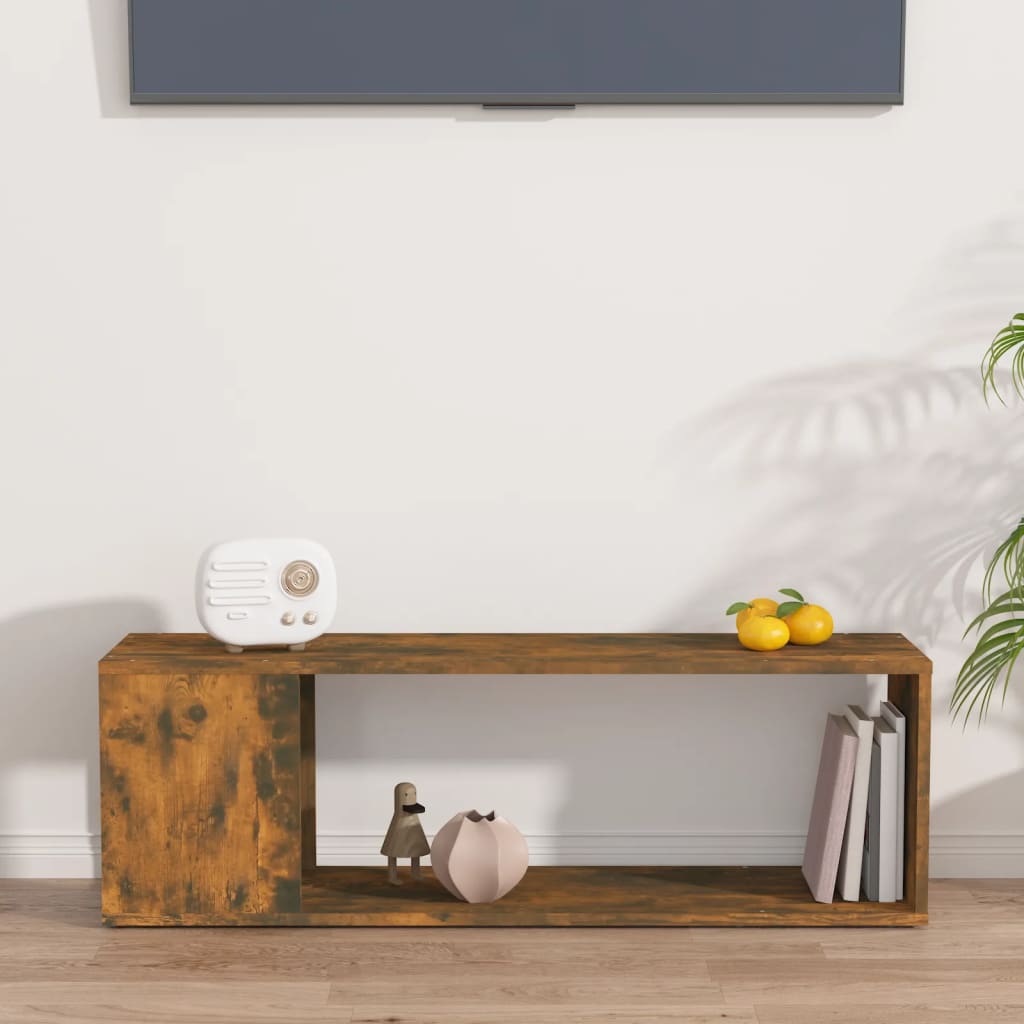 tv-bord 100x24x32 cm konstrueret træ røget egetræ