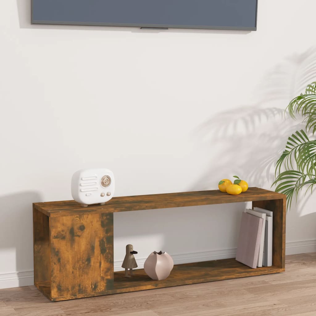 tv-bord 100x24x32 cm konstrueret træ røget egetræ