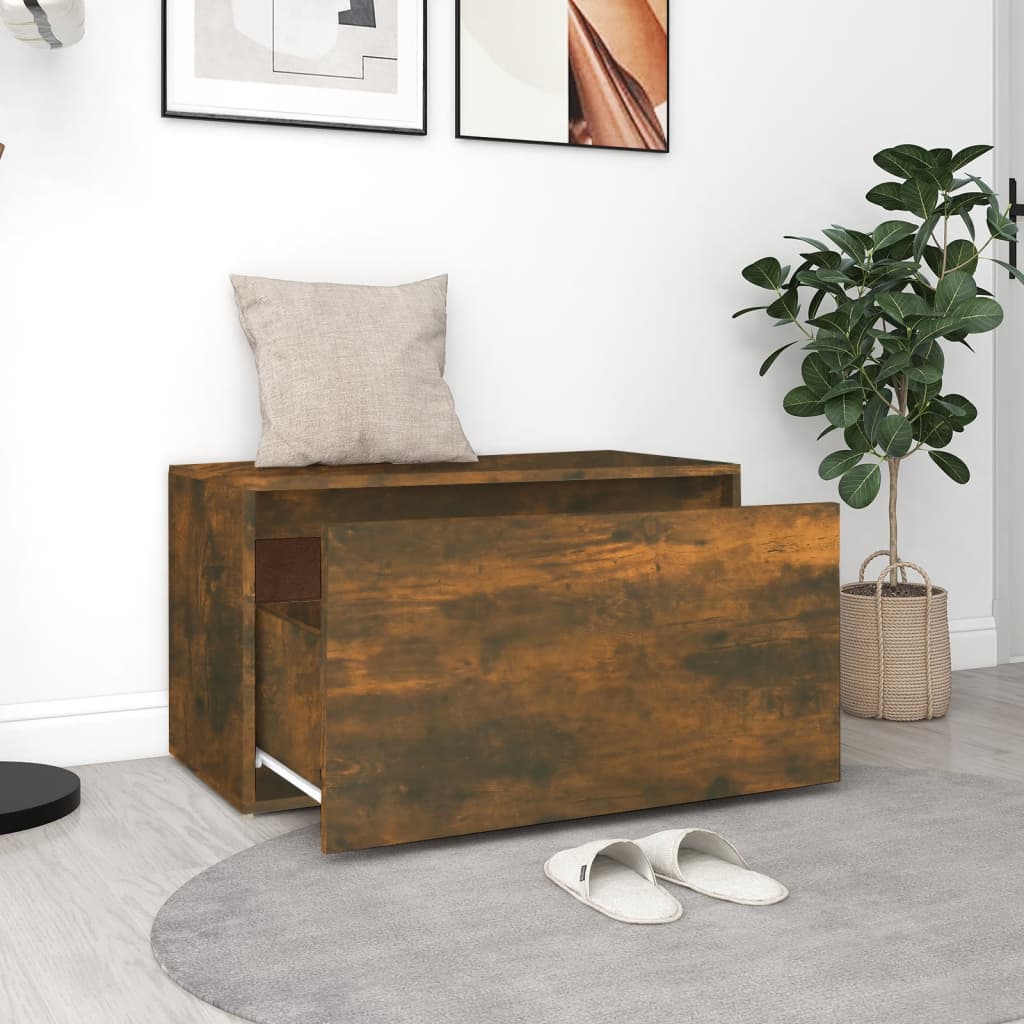 entrébænk 80x40x45 cm konstrueret træ røget egetræsfarve