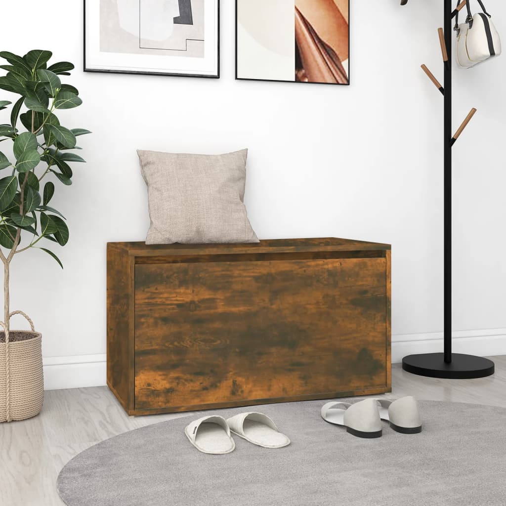 entrébænk 80x40x45 cm konstrueret træ røget egetræsfarve