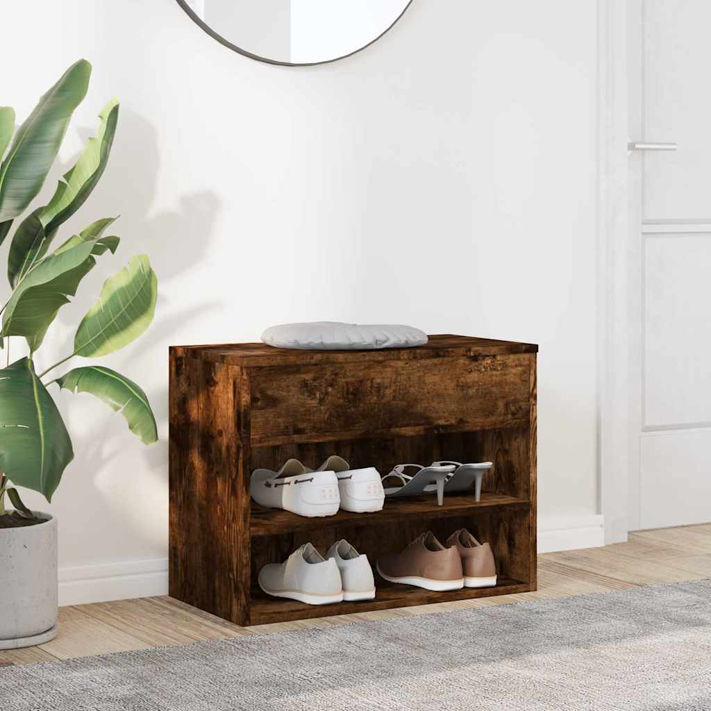 skobænk 60x30x45 cm konstrueret træ røget egetræsfarve