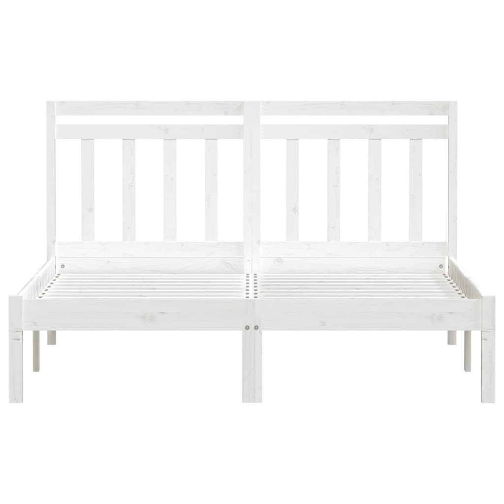 sengeramme 135x190 cm dobbelt massivt træ hvid