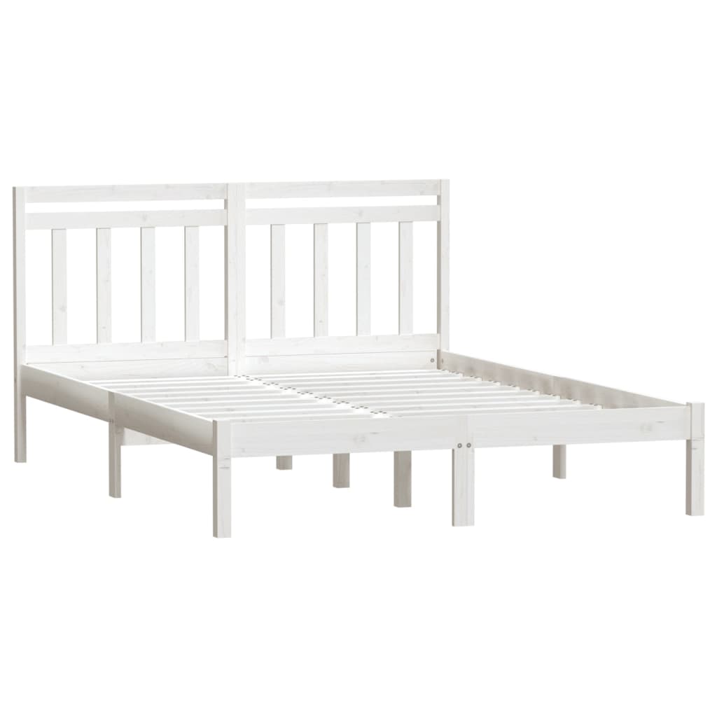 sengeramme 140x190 cm massivt fyrretræ hvid