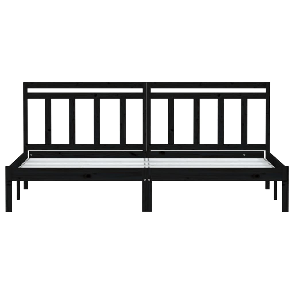 sengeramme 200x200 cm massivt fyrretræ sort