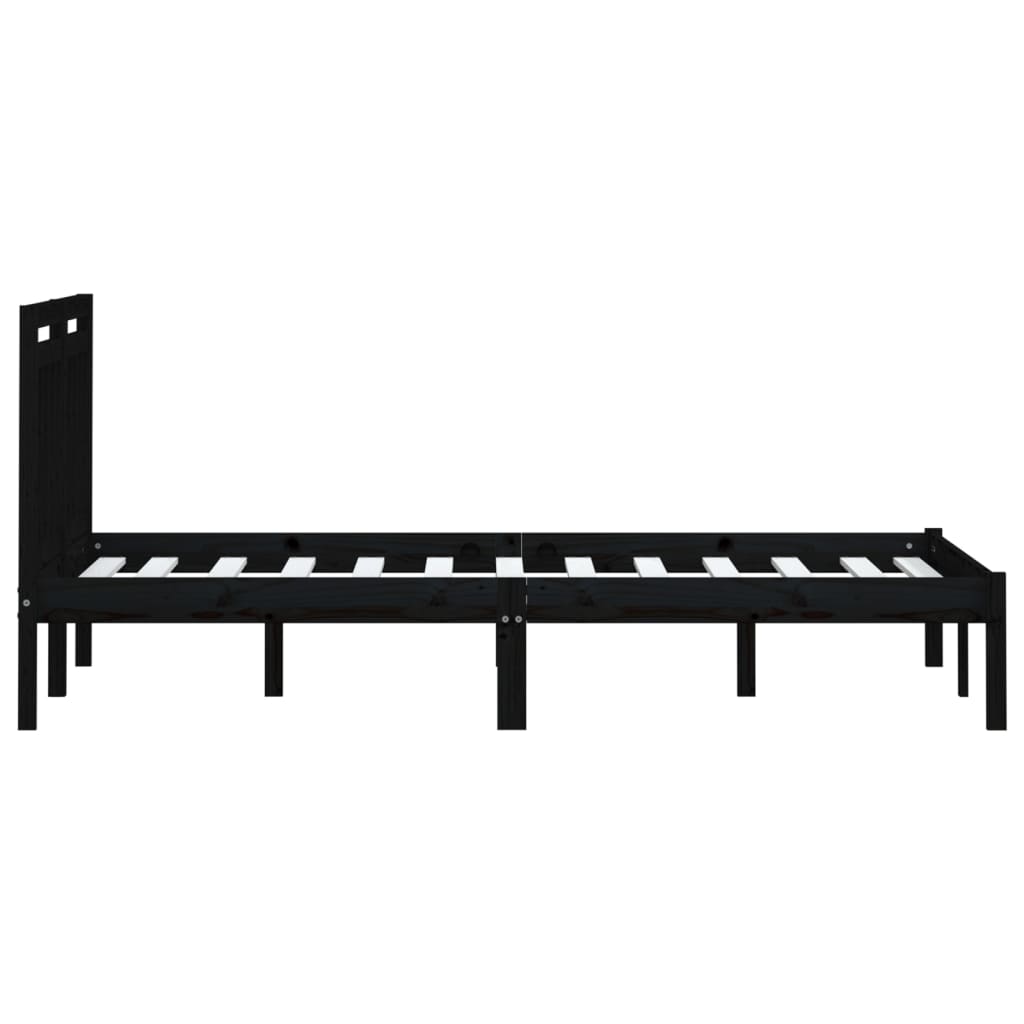 sengeramme 200x200 cm massivt fyrretræ sort