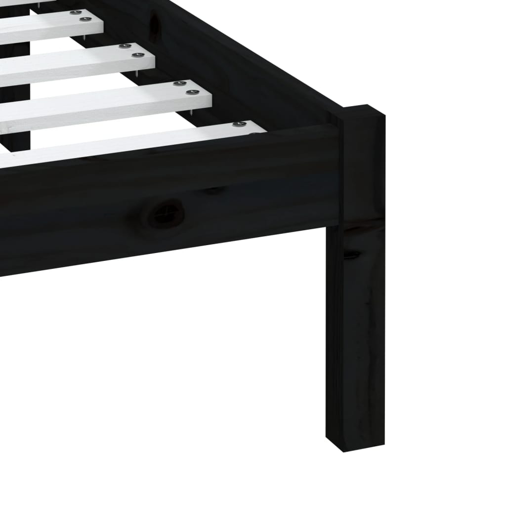 sengeramme 200x200 cm massivt fyrretræ sort