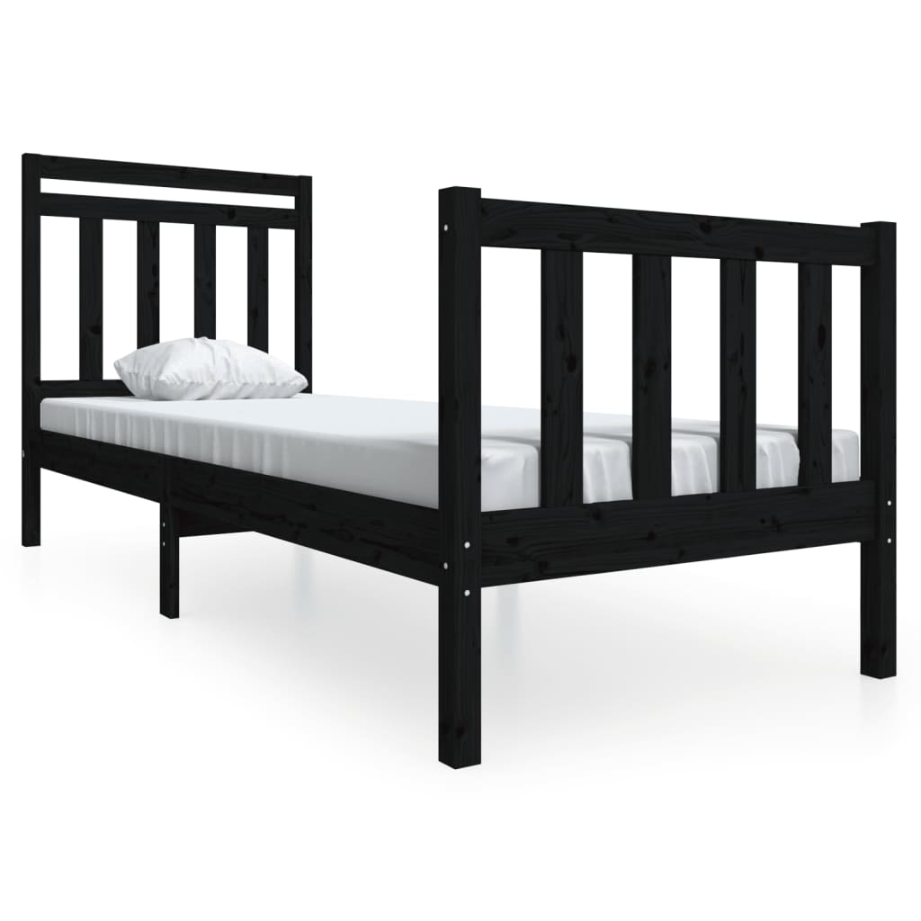 sengeramme 75x190 cm Small Single massivt træ sort