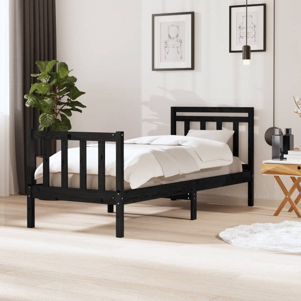 sengeramme 75x190 cm Small Single massivt træ sort
