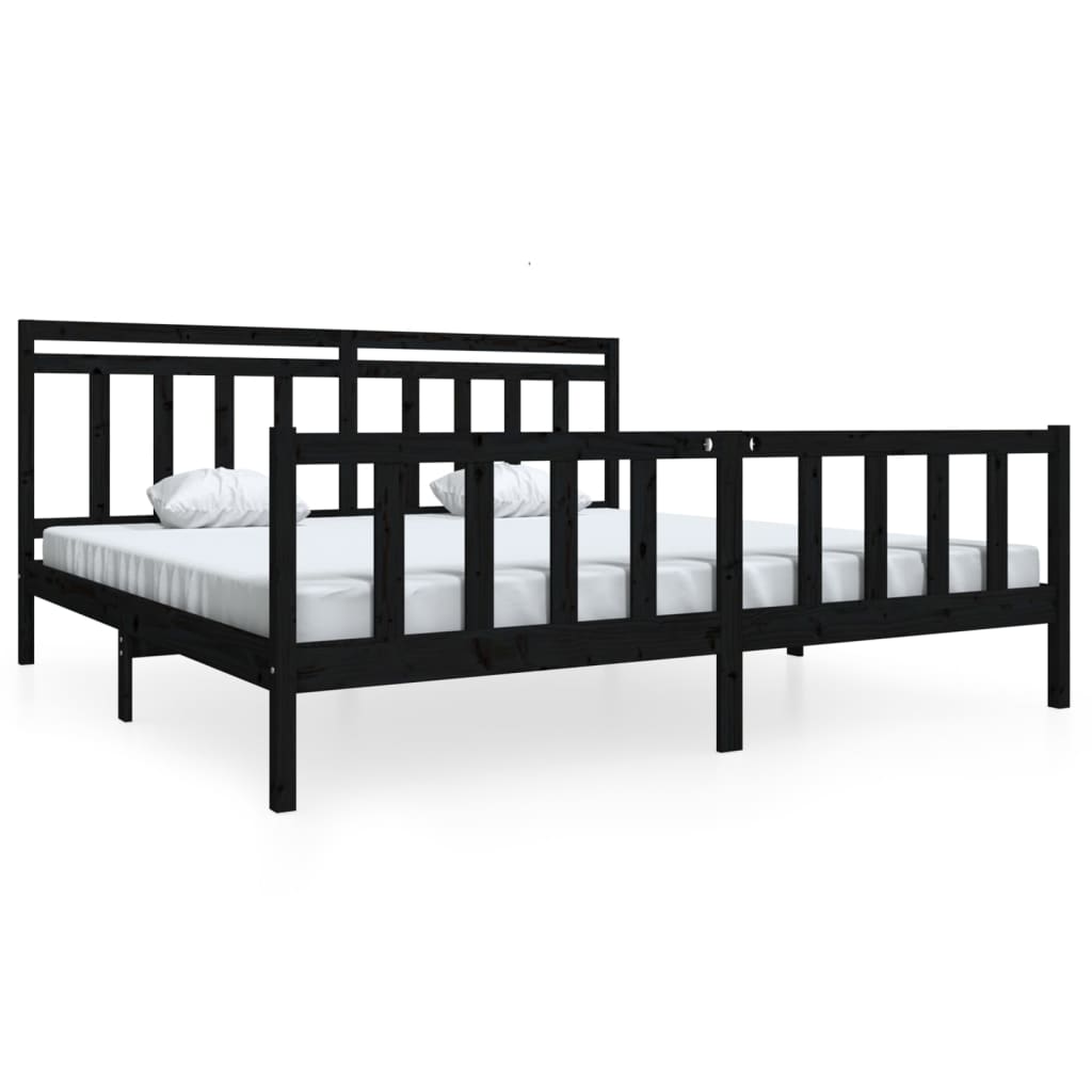 sengeramme 200x200 cm massivt træ sort