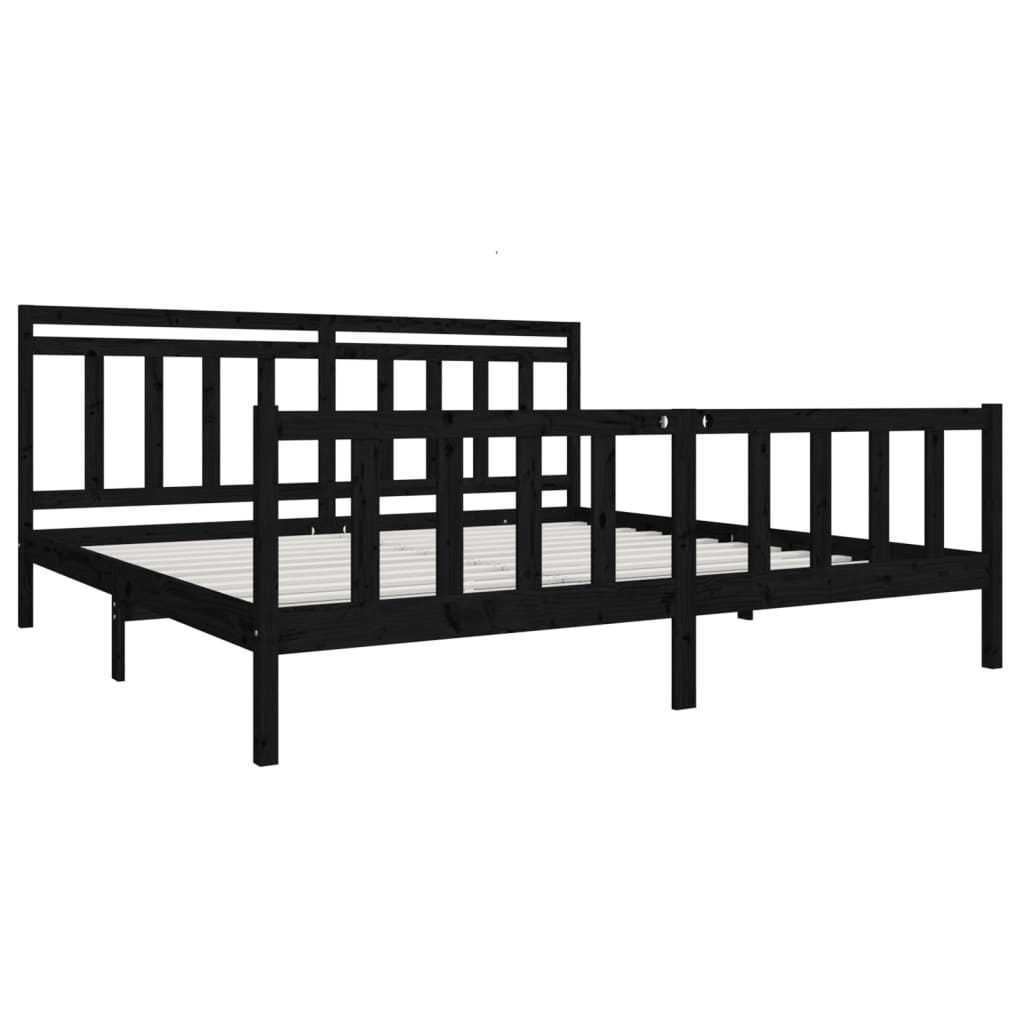 sengeramme 200x200 cm massivt træ sort