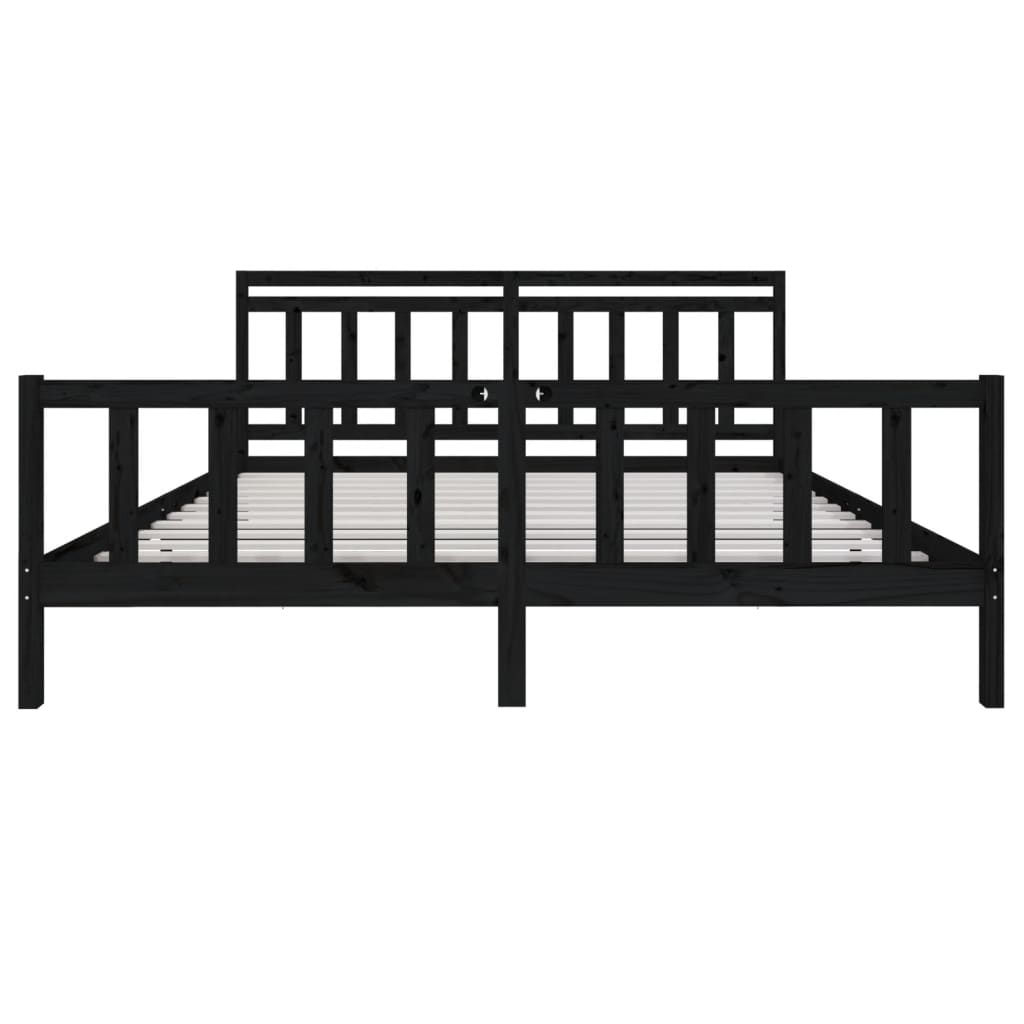 sengeramme 200x200 cm massivt træ sort