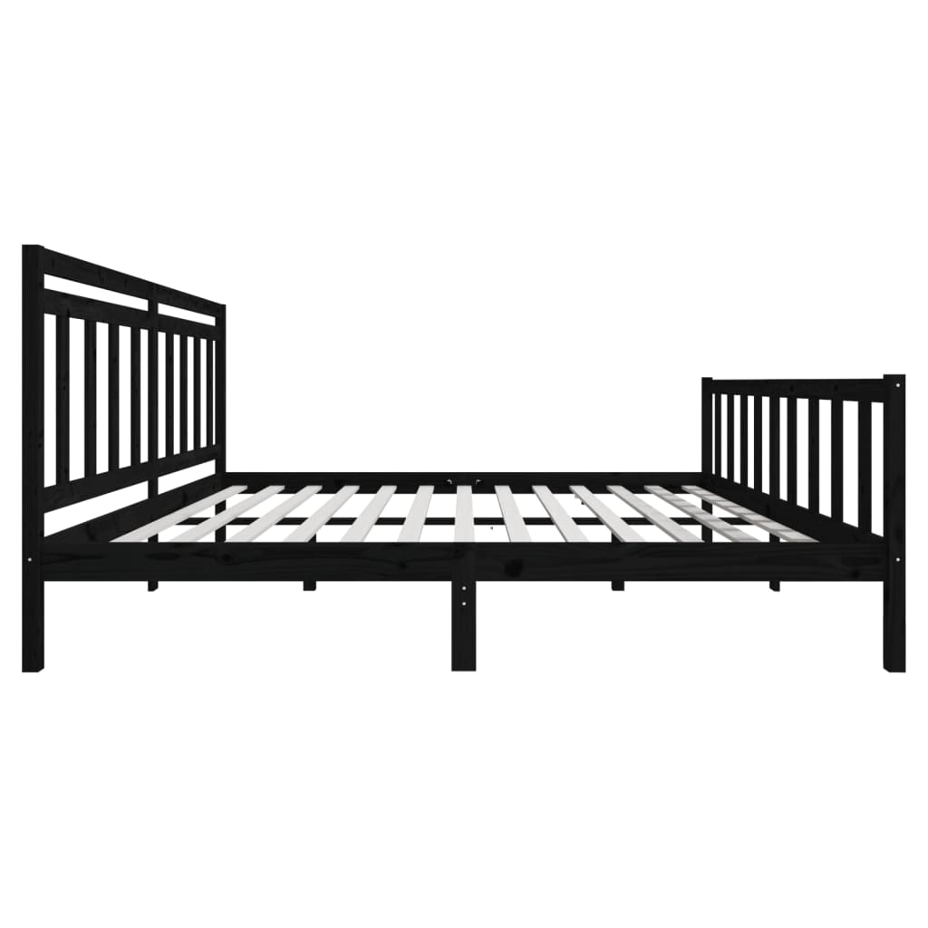 sengeramme 200x200 cm massivt træ sort