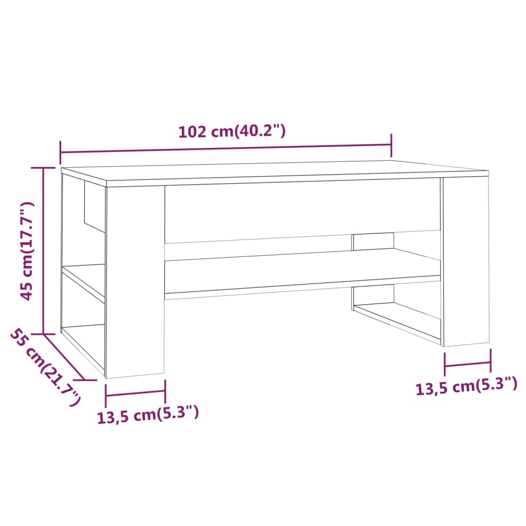 sofabord 102x55x45 cm konstrueret træ betongrå