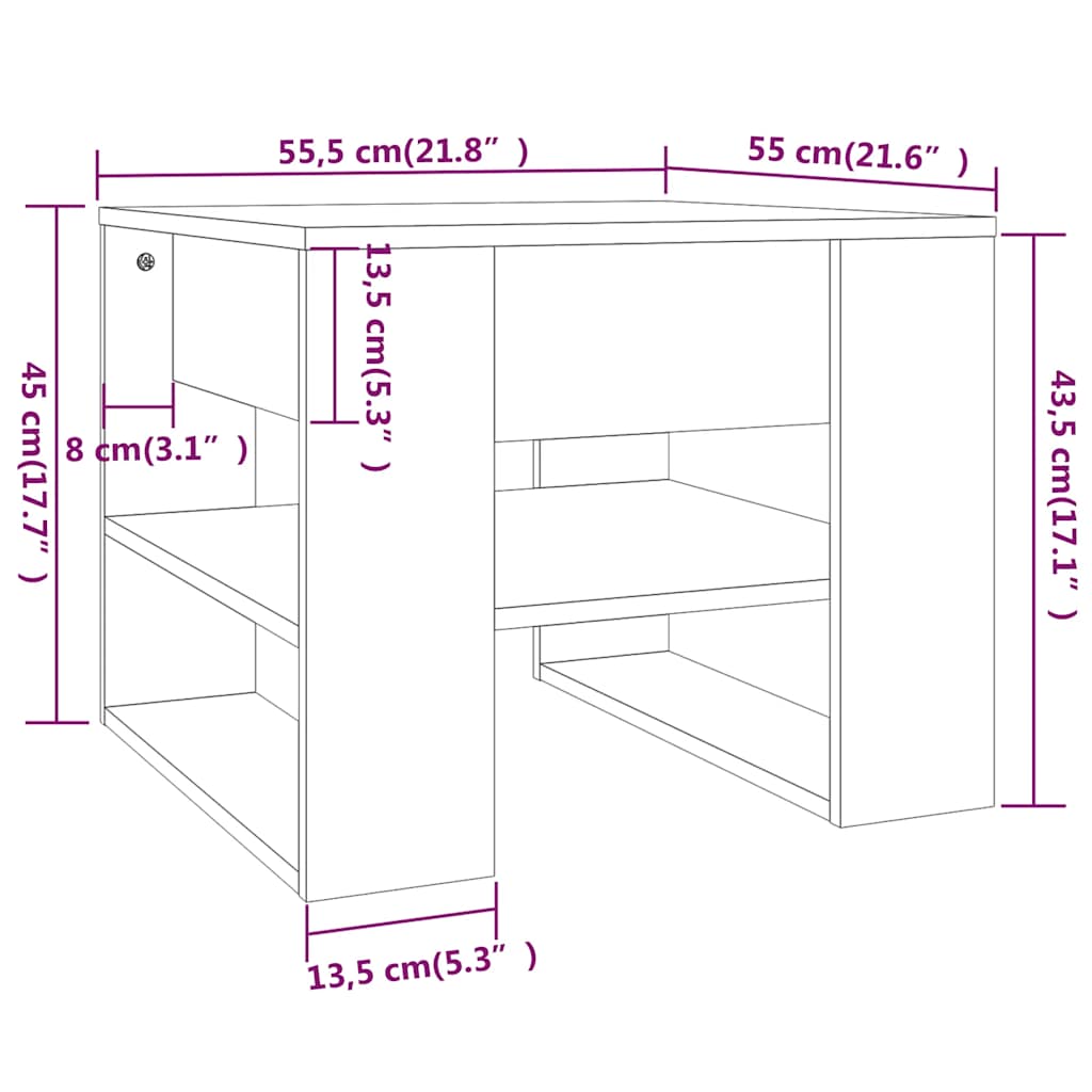sofabord 55,5x55x45 cm konstrueret træ sort