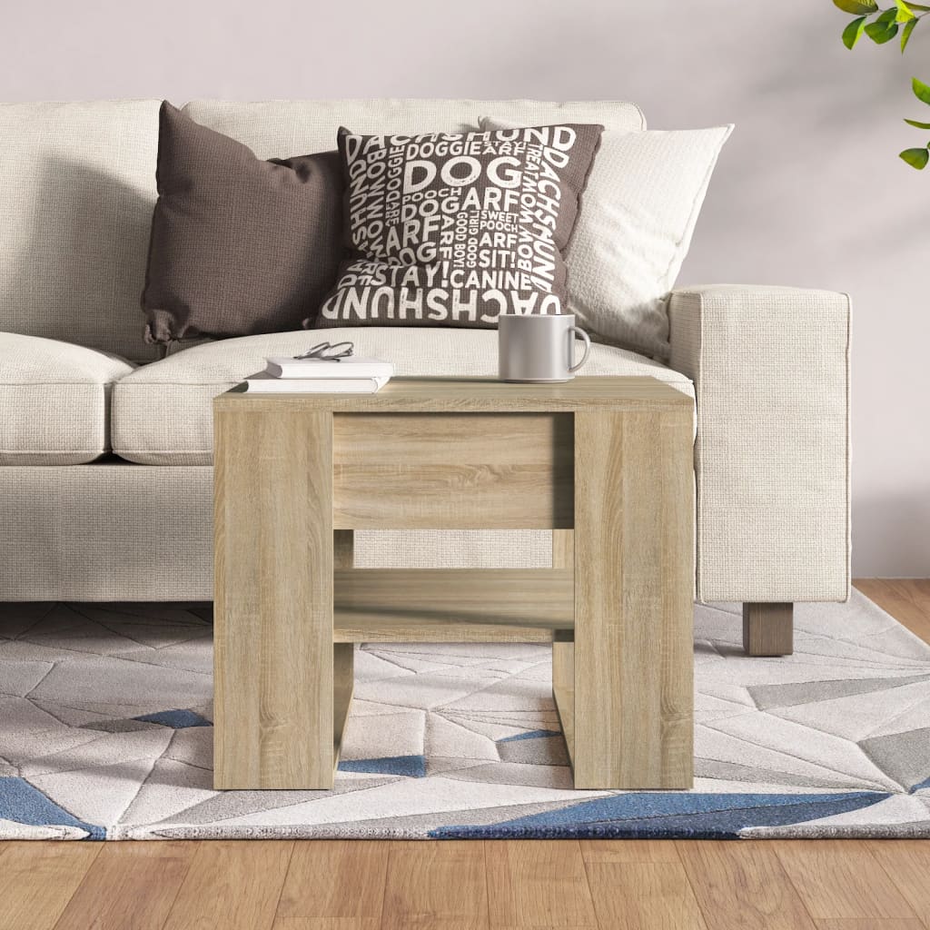 sofabord 55,5x55x45 cm konstrueret træ sonoma-eg