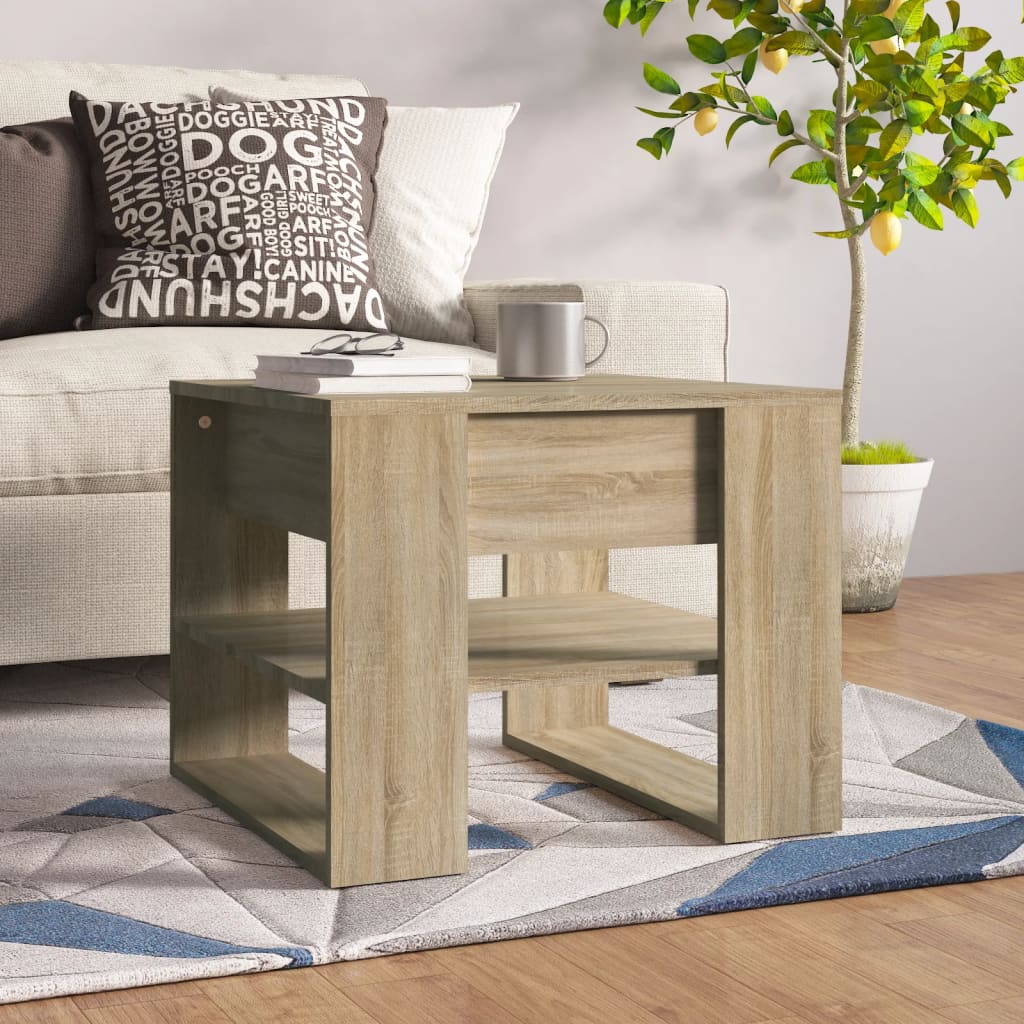 sofabord 55,5x55x45 cm konstrueret træ sonoma-eg