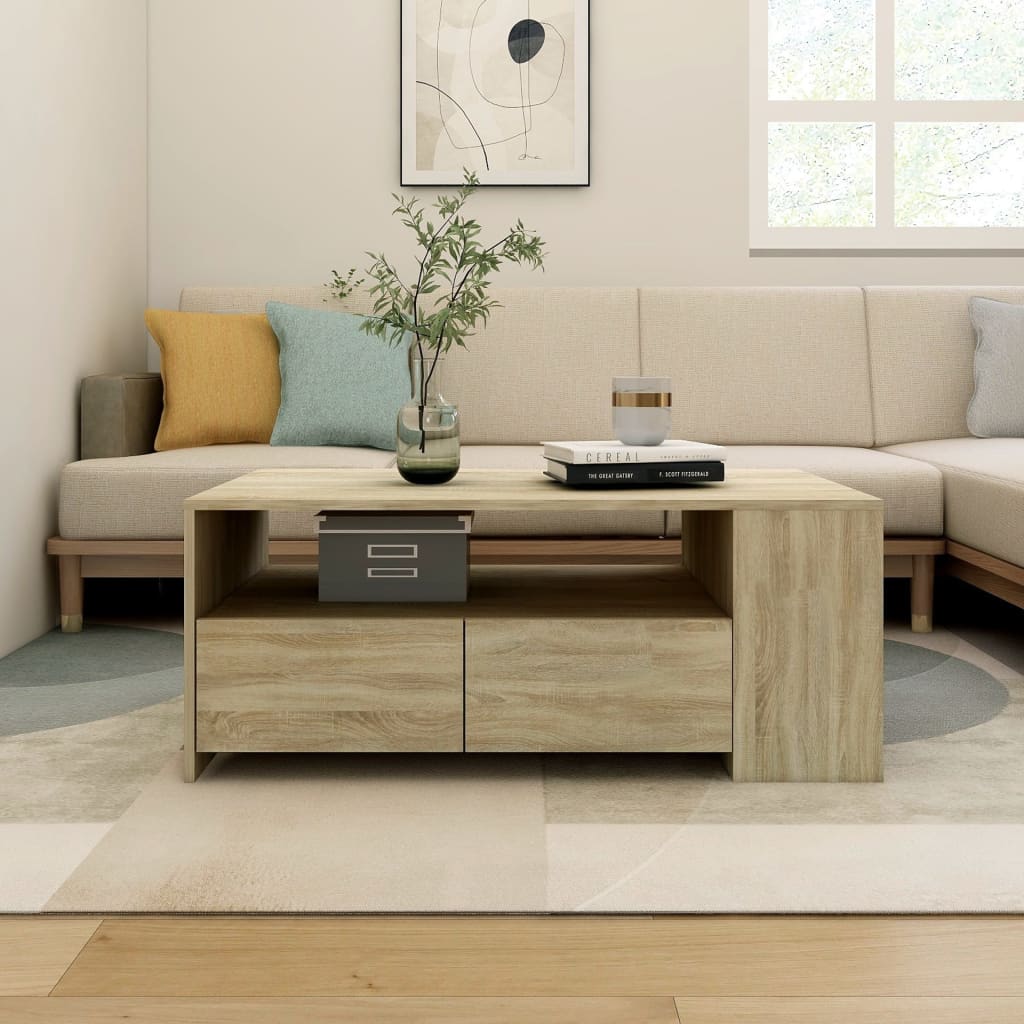 sofabord 102x55x42 cm konstrueret træ sonoma-eg