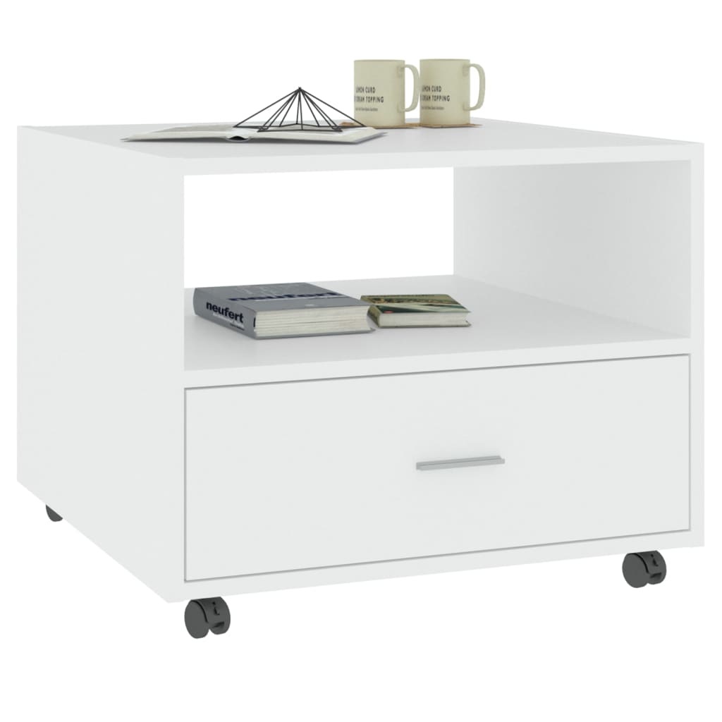 sofabord 55x55x40 cm konstrueret træ hvid