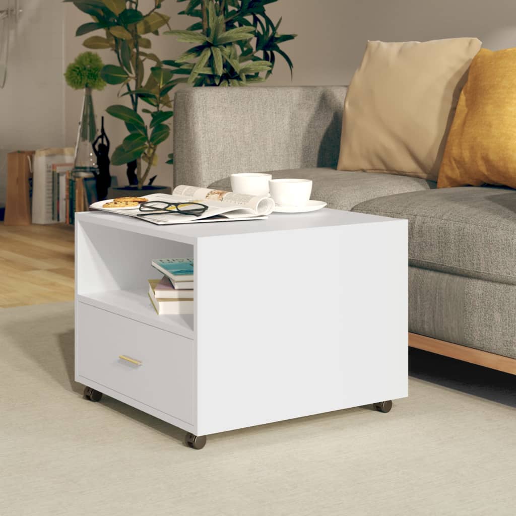 sofabord 55x55x40 cm konstrueret træ hvid