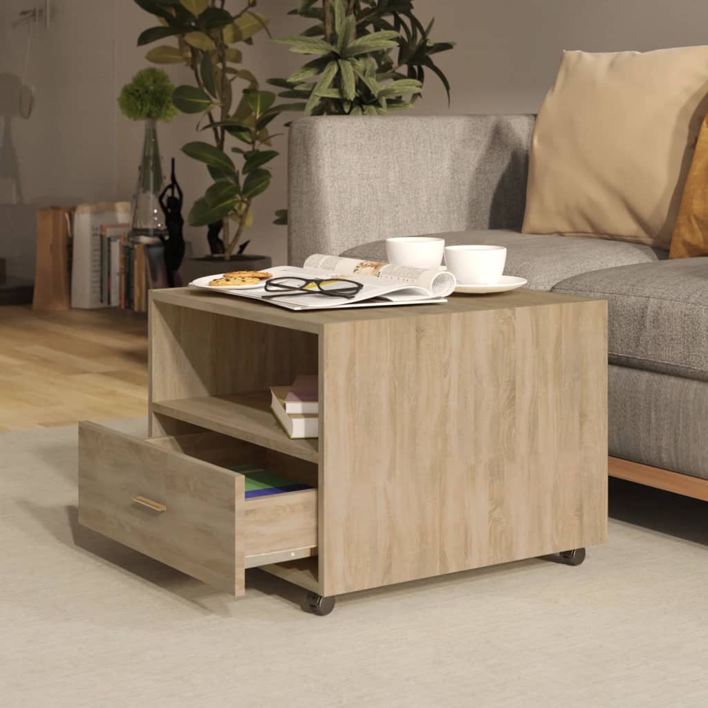 sofabord 55x55x40 cm konstrueret træ sonoma-eg