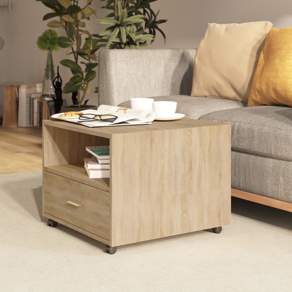 sofabord 55x55x40 cm konstrueret træ sonoma-eg