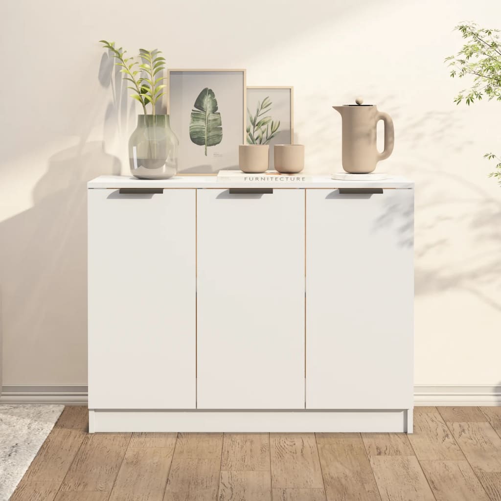 skænk 90,5x30x70 cm konstrueret træ hvid