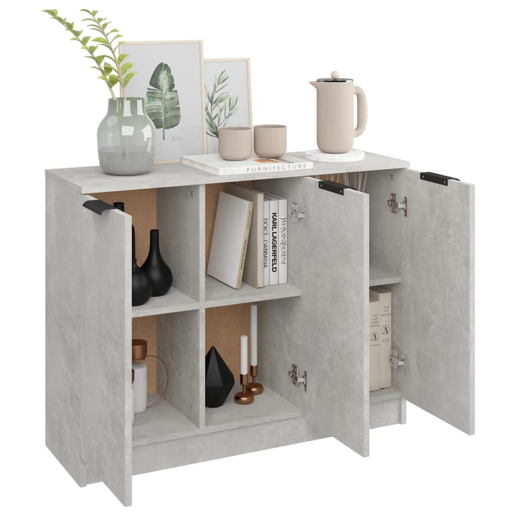 skænk 90,5 x 30 x 70 cm konstrueret træ betongrå