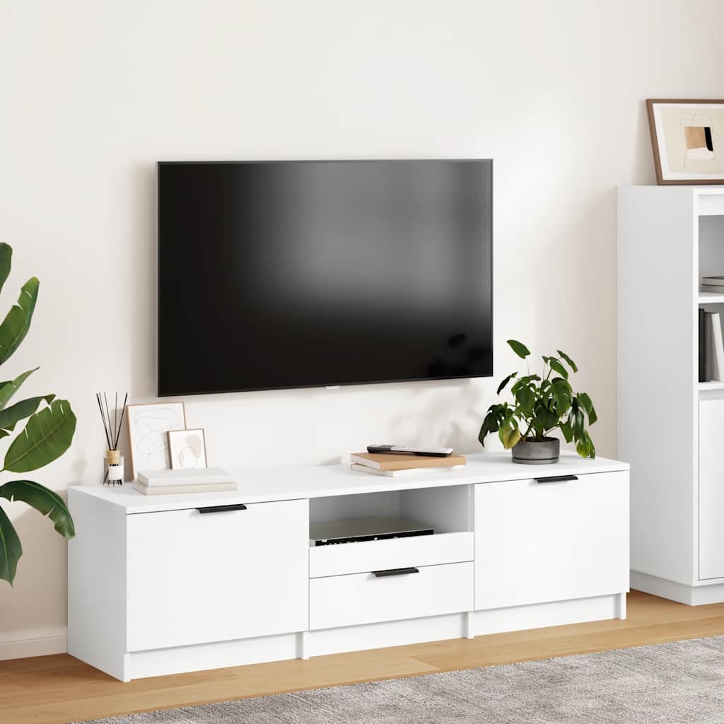 TV-skab hvid 140x35x40 cm konstrueret træ