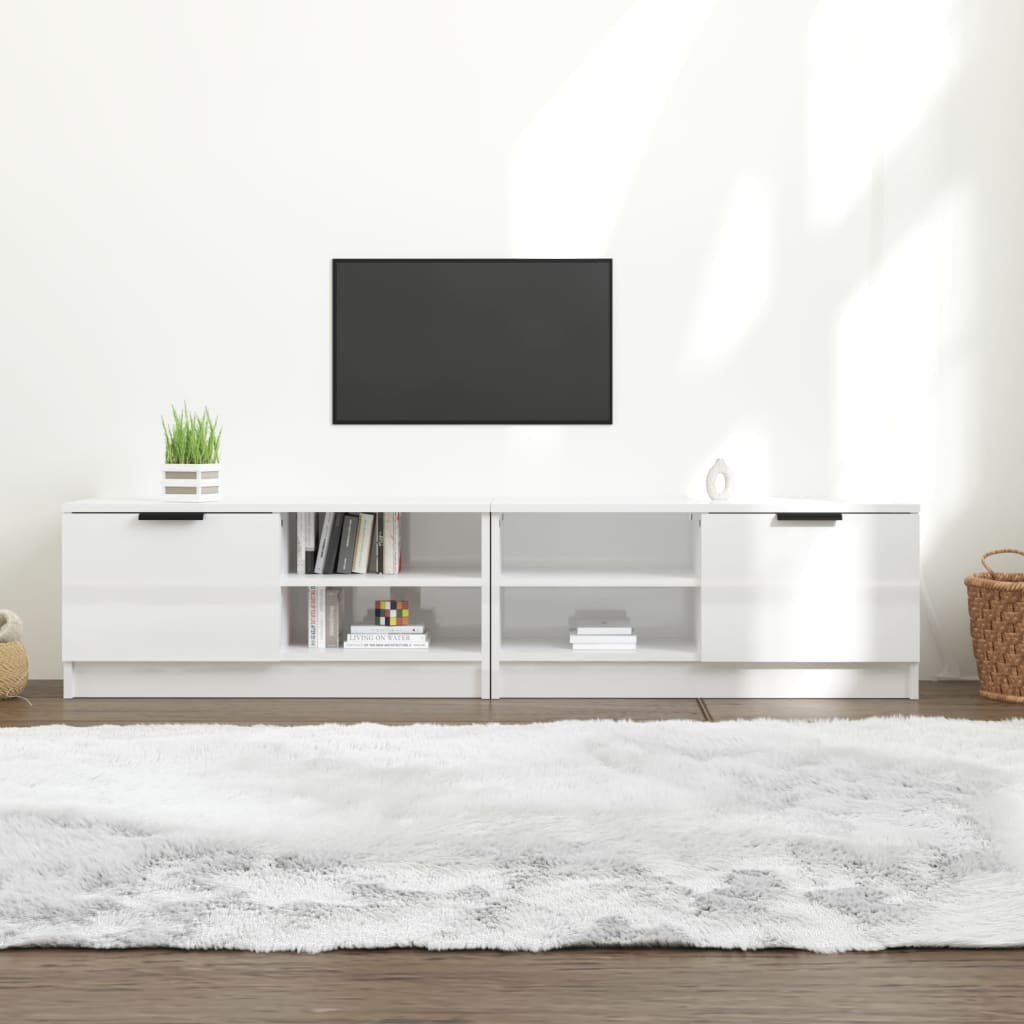 tv-borde 2 stk. 80x35x36,5 cm konstrueret træ hvid højglans