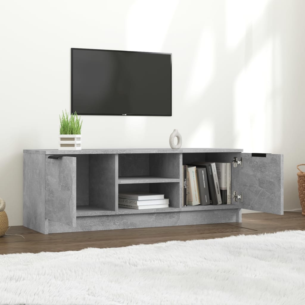 tv-bord 102x35x36,5 cm konstrueret træ betongrå