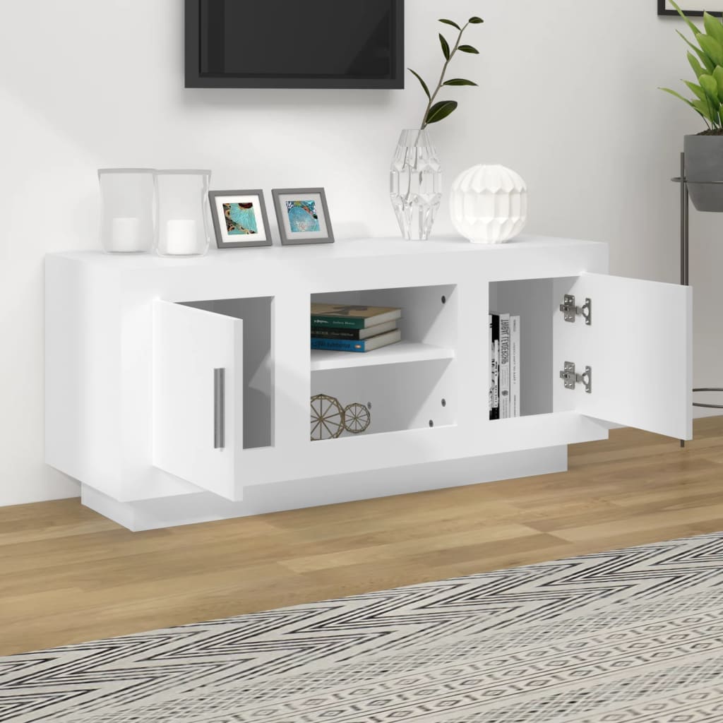 tv-bord 102x35x45 cm konstrueret træ hvid