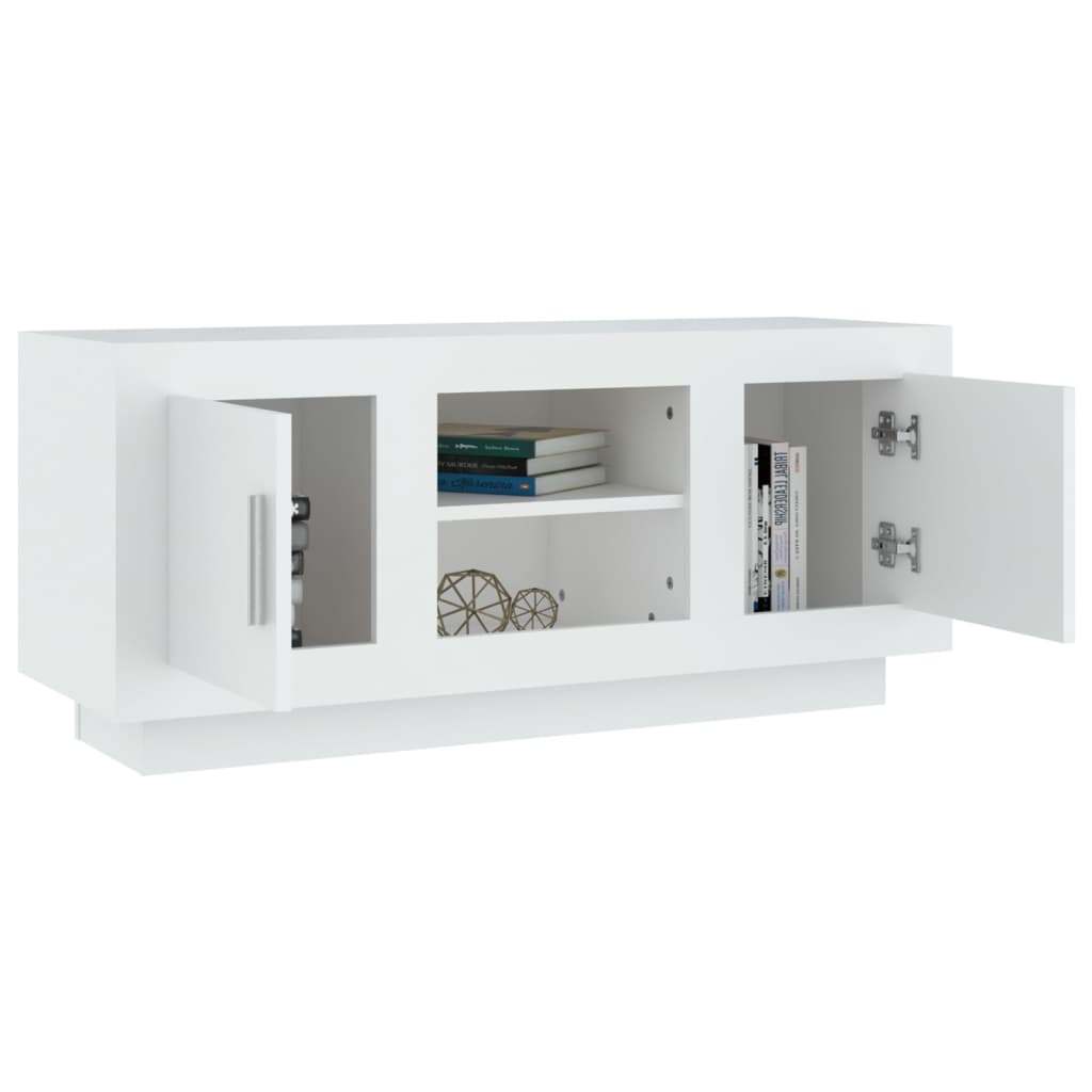 tv-bord 102x35x45 cm konstrueret træ hvid
