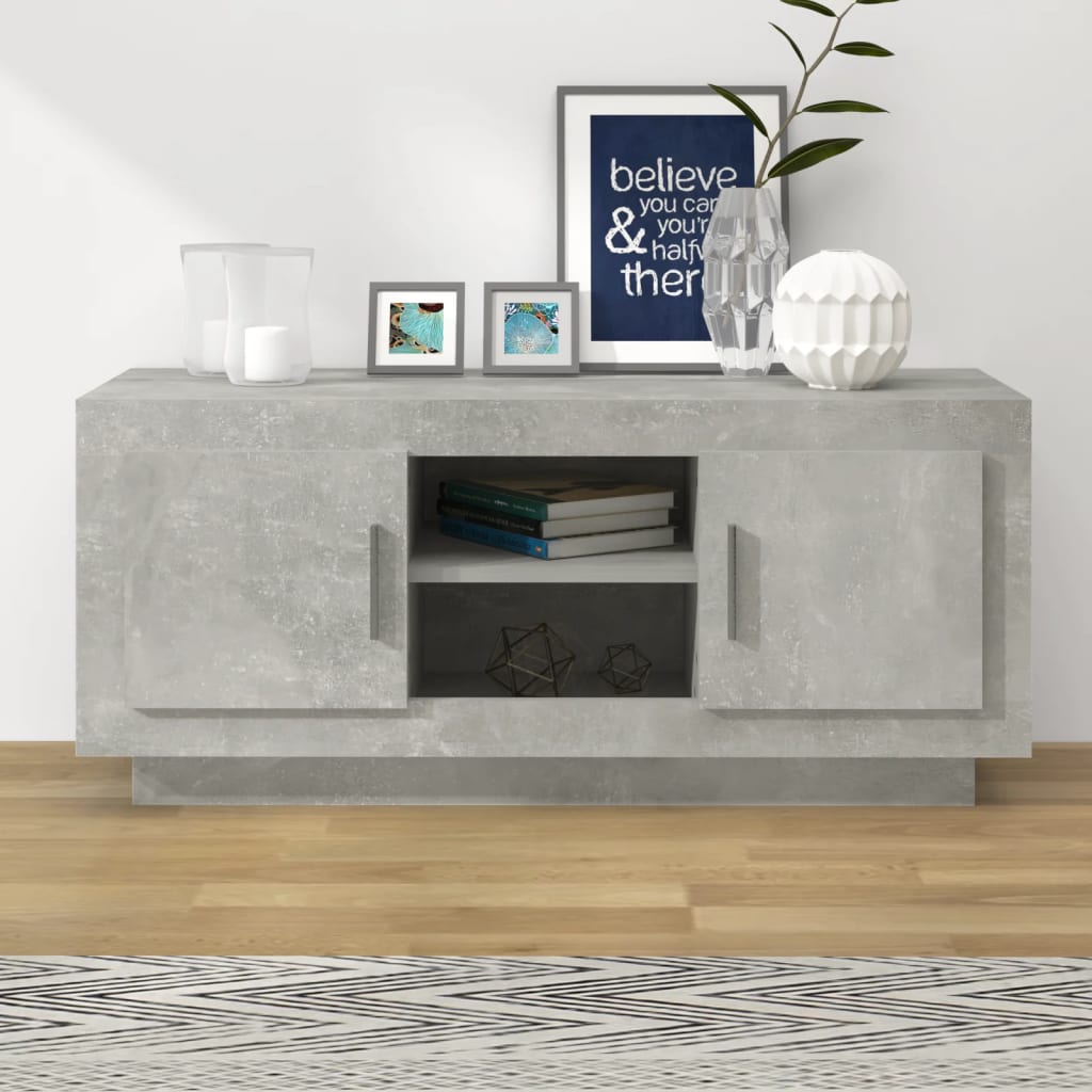 tv-bord 102x35x45 cm konstrueret træ betongrå