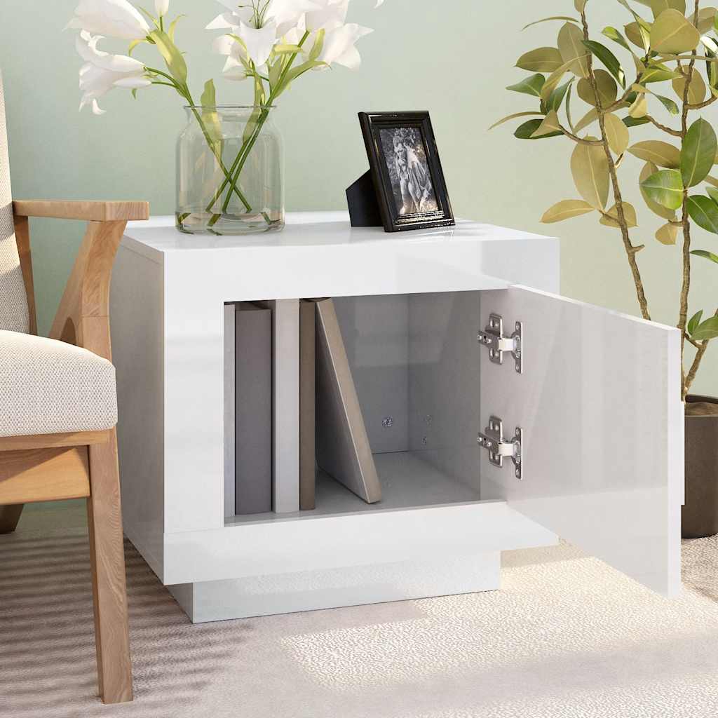 sofabord 51x50x45 cm konstrueret træ hvid højglans