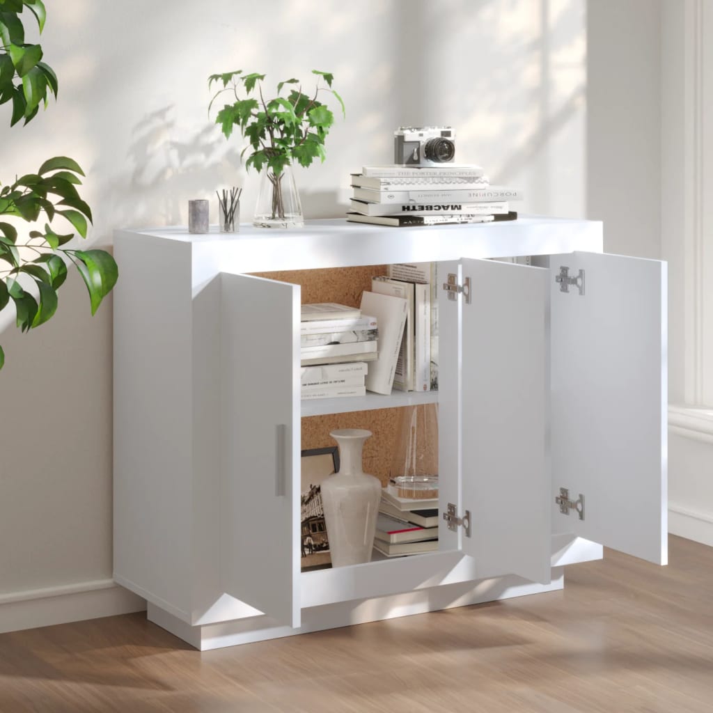 skænk 92x35x75 cm konstrueret træ hvid
