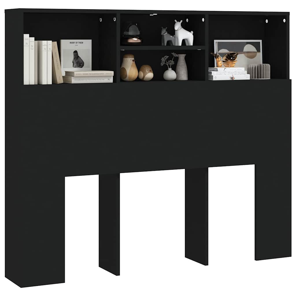 sengegavl med opbevaring 120x19x103,5 cm sort