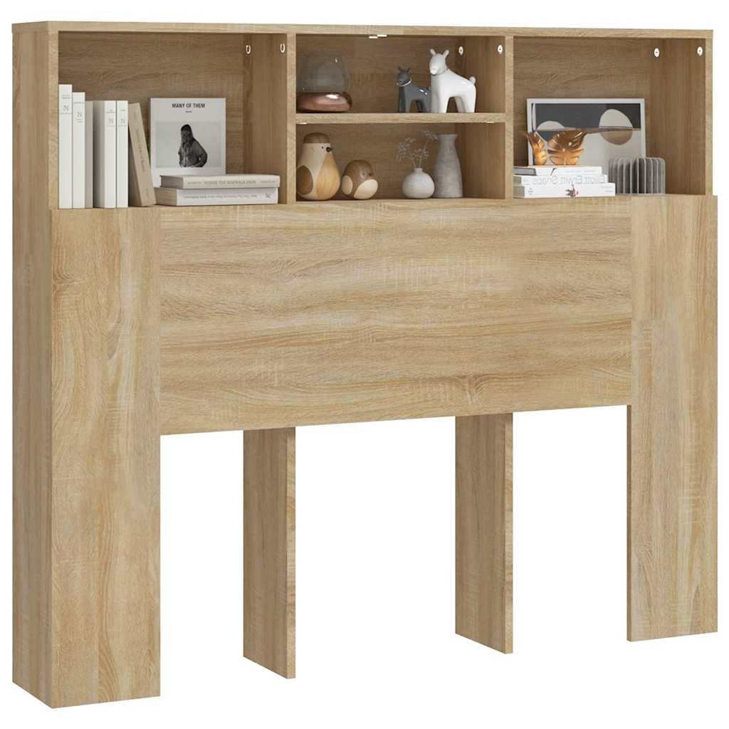 sengegavl med opbevaring 120x19x103,5 cm sonoma-eg