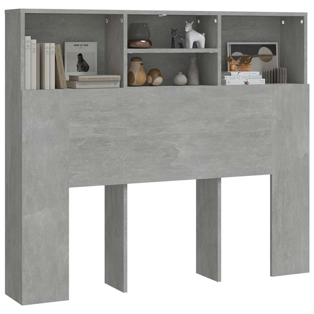 sengegavl med opbevaring 120x19x103,5 cm betongrå