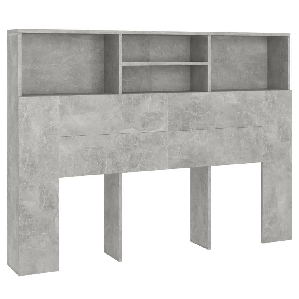 sengegavl med opbevaring 140x19x103,5 cm betongrå