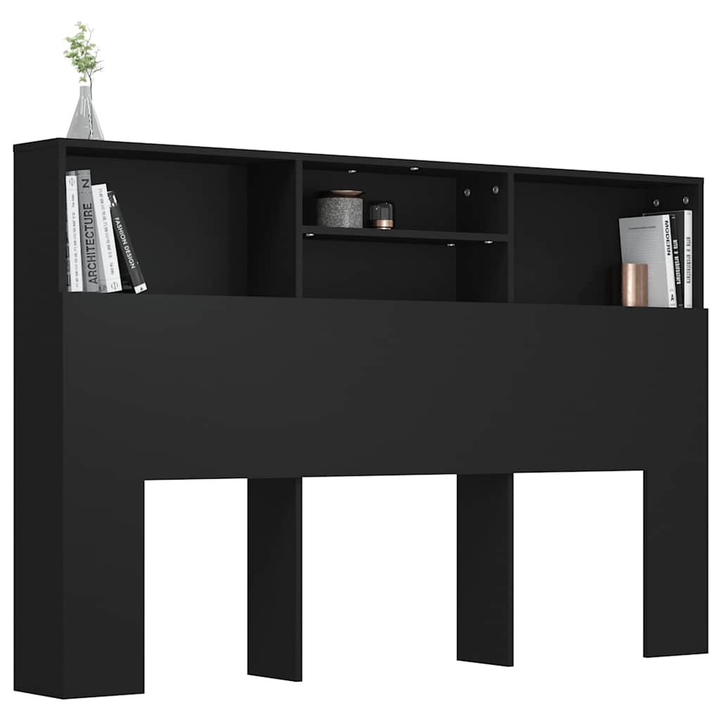 sengegavl med opbevaring 160x19x103,5 cm sort