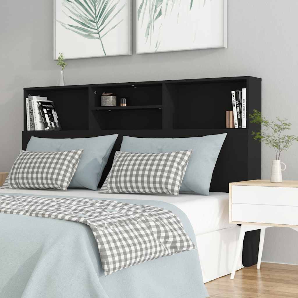 sengegavl med opbevaring 160x19x103,5 cm sort