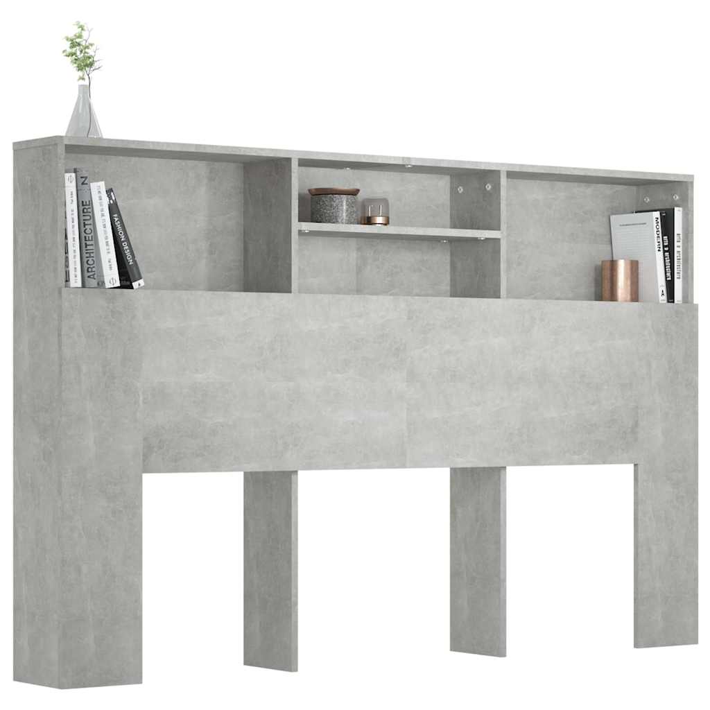 sengegavl med opbevaring 160x19x103,5 cm betongrå