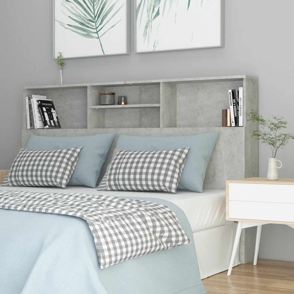 sengegavl med opbevaring 160x19x103,5 cm betongrå