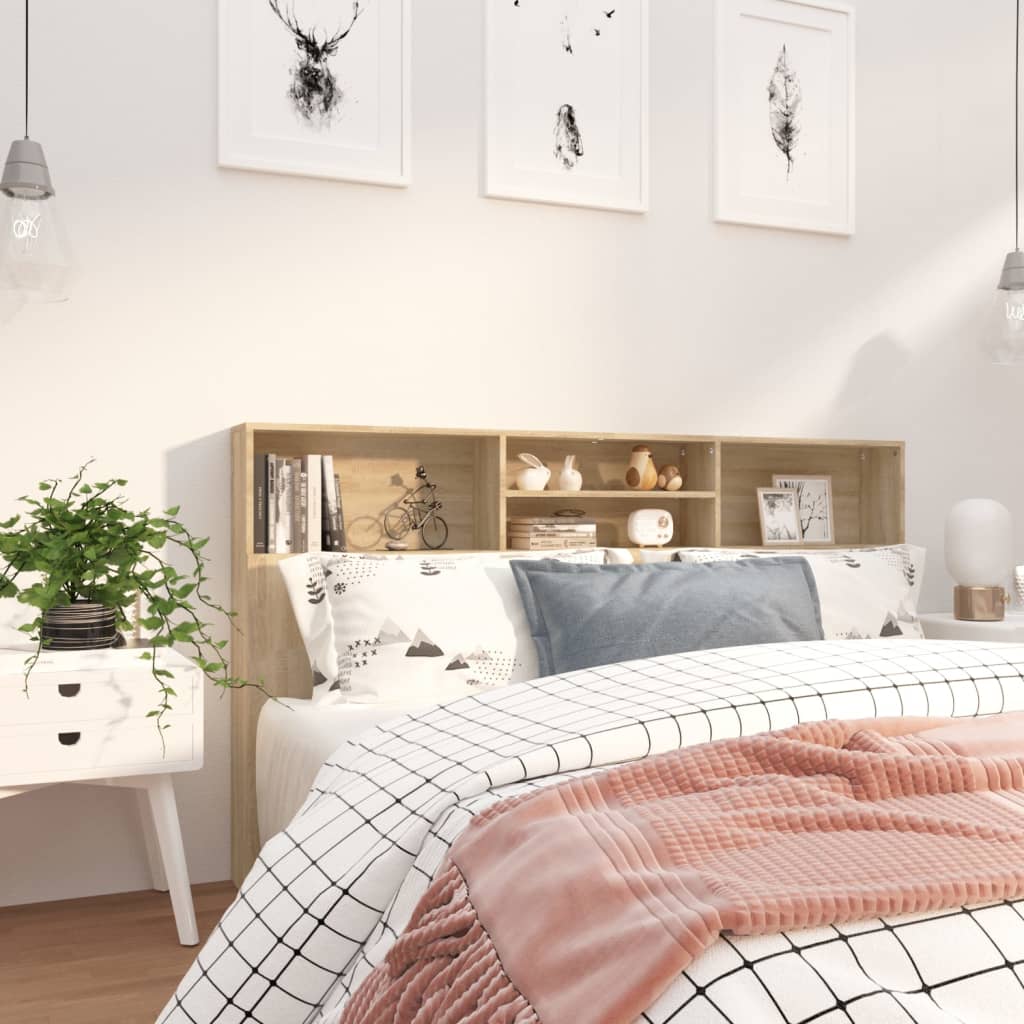 sengegavl med opbevaring 180x19x103,5 cm sonoma-eg