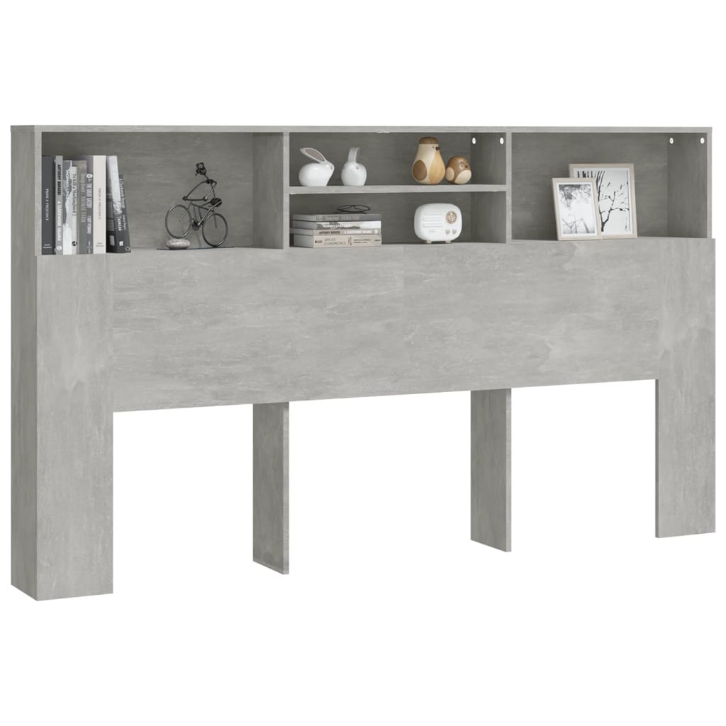 sengegavl med opbevaring 180x19x103,5 cm betongrå