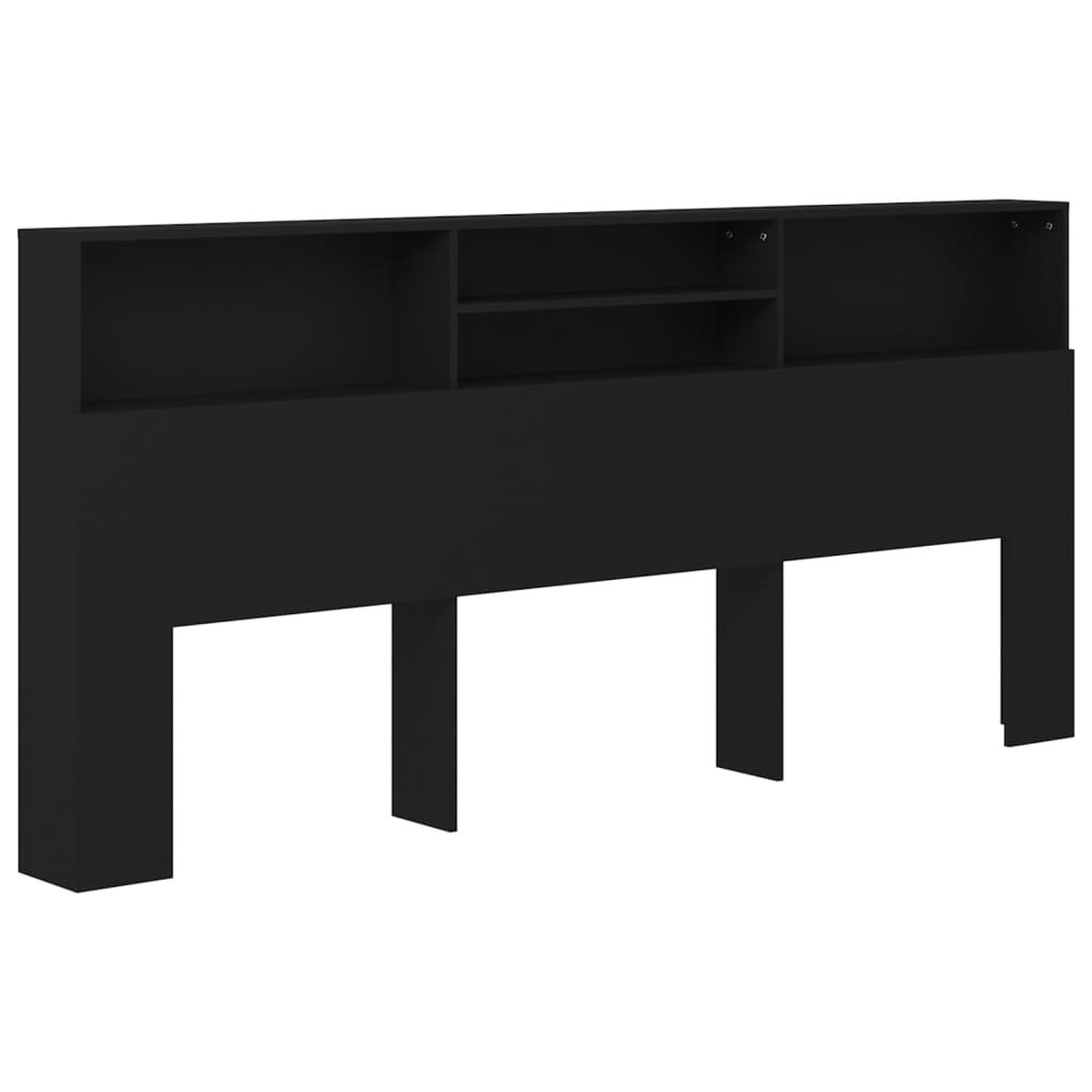 sengegavl med opbevaring 220x19x101,5 cm sort
