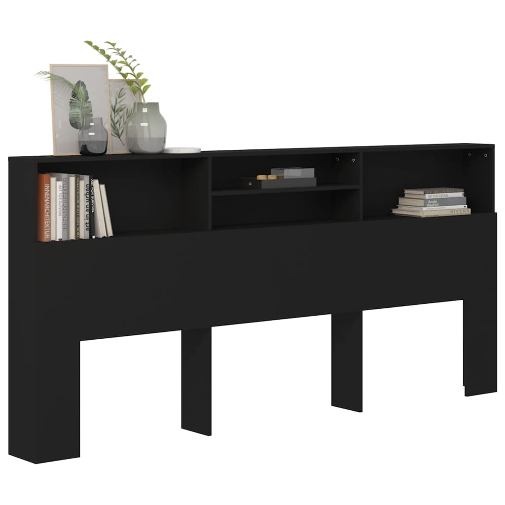 sengegavl med opbevaring 220x19x101,5 cm sort