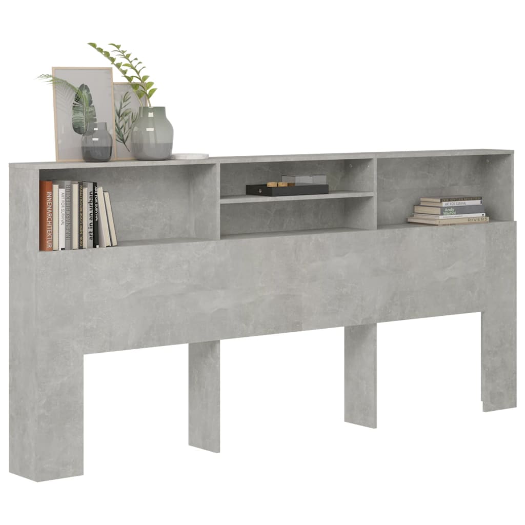 sengegavl med opbevaring 220x19x101,5 cm betongrå