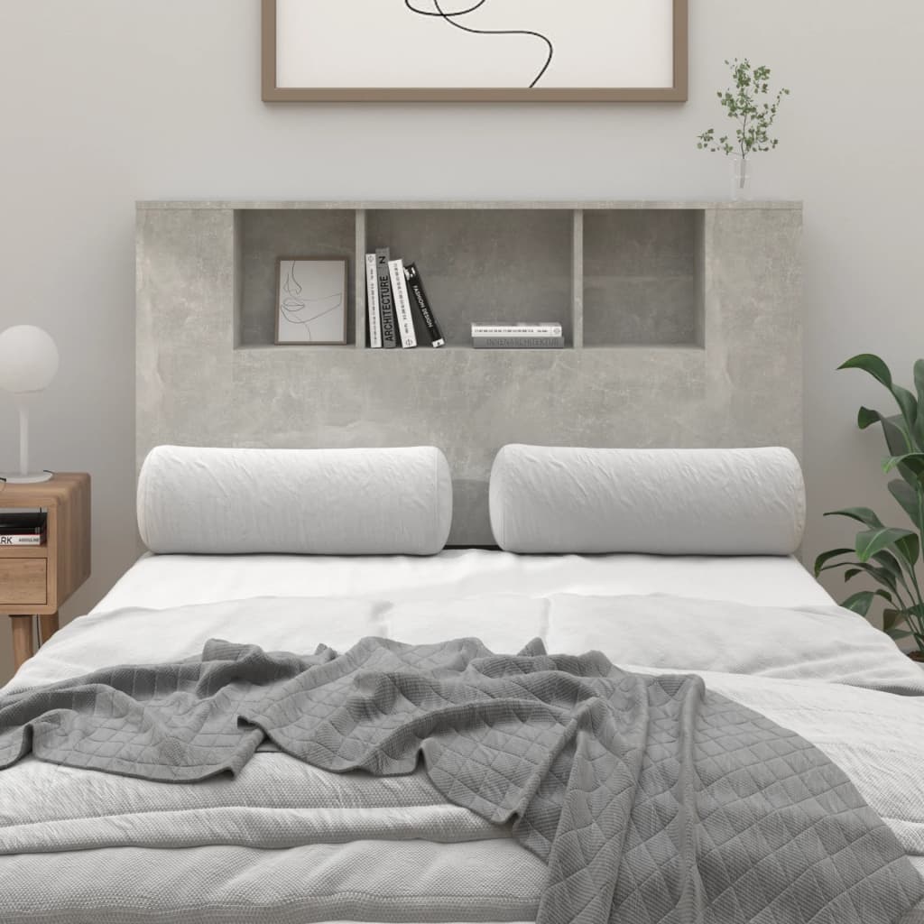 sengegavl med opbevaring 120x18,5x102,5 cm betongrå