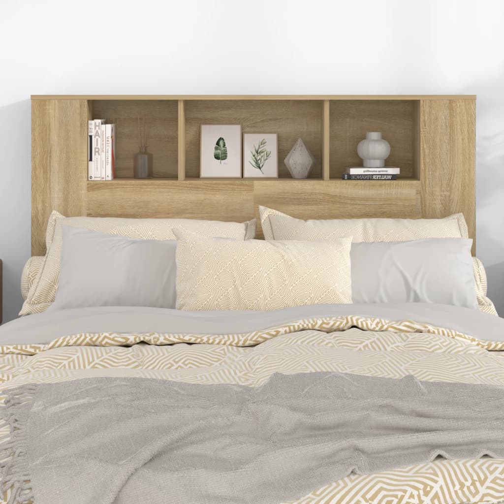 sengegavl med opbevaring 140x18,5x104,5 cm sonoma-eg